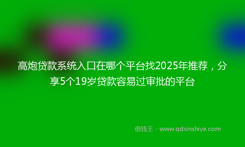 高炮贷款系统入口在哪个平台找2025年推荐，分享5个19岁贷款容易过审批的平台