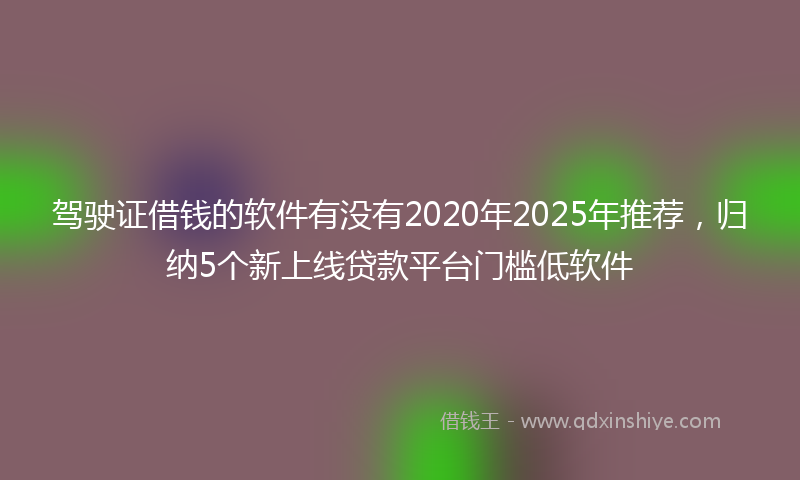 驾驶证借钱的软件有没有2020年2025年推荐，归纳5个新上线贷款平台门槛低软件