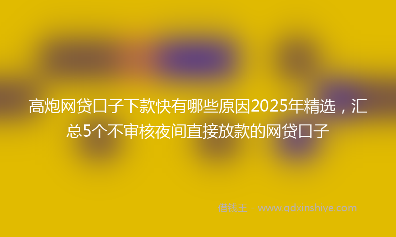 高炮网贷口子下款快有哪些原因2025年精选，汇总5个不审核夜间直接放款的网贷口子