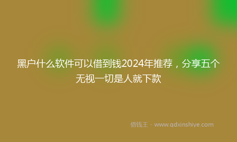 黑户什么软件可以借到钱2024年推荐，分享五个无视一切是人就下款
