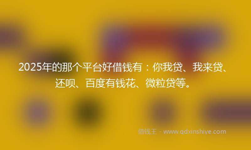 2025年的那个平台好借钱有：你我贷、我来贷、还呗、百度有钱花、微粒贷等。