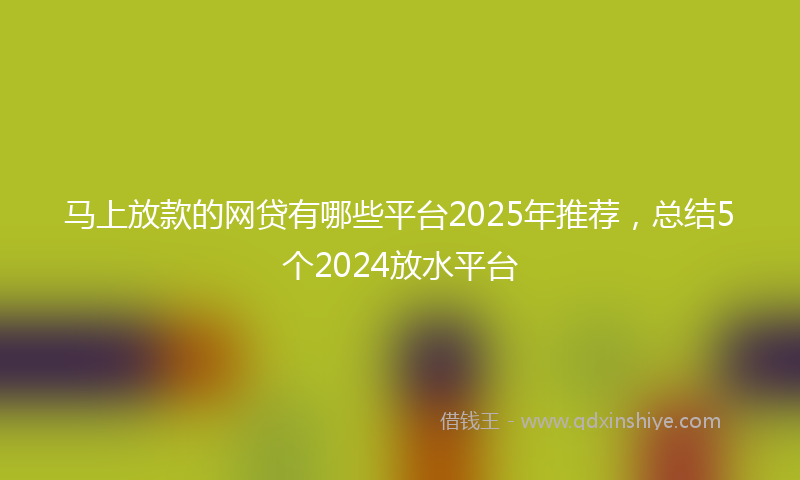 马上放款的网贷有哪些平台2025年推荐，总结5个2024放水平台