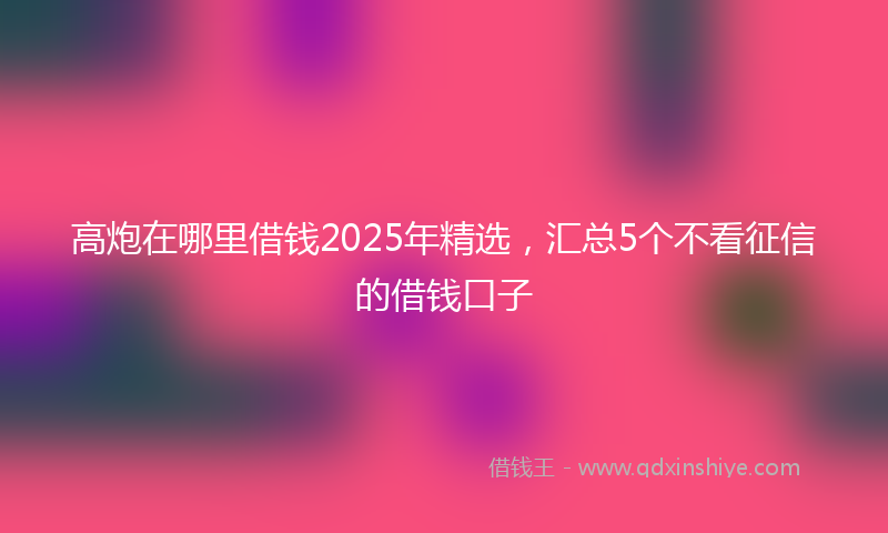 高炮在哪里借钱2025年精选，汇总5个不看征信的借钱口子