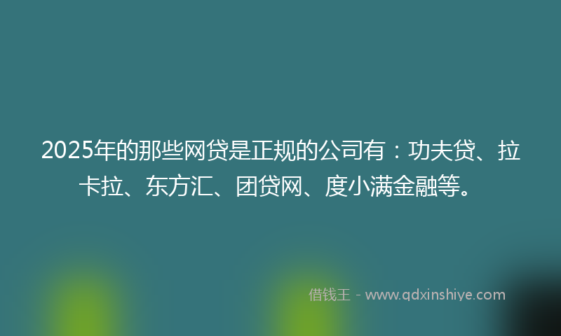 2025年的那些网贷是正规的公司有：功夫贷、拉卡拉、东方汇、团贷网、度小满金融等。