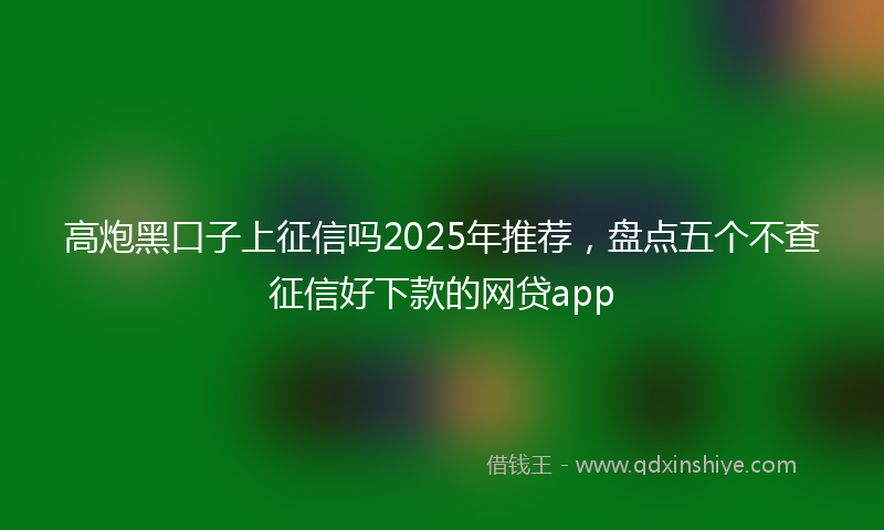 高炮黑口子上征信吗2025年推荐，盘点五个不查征信好下款的网贷app