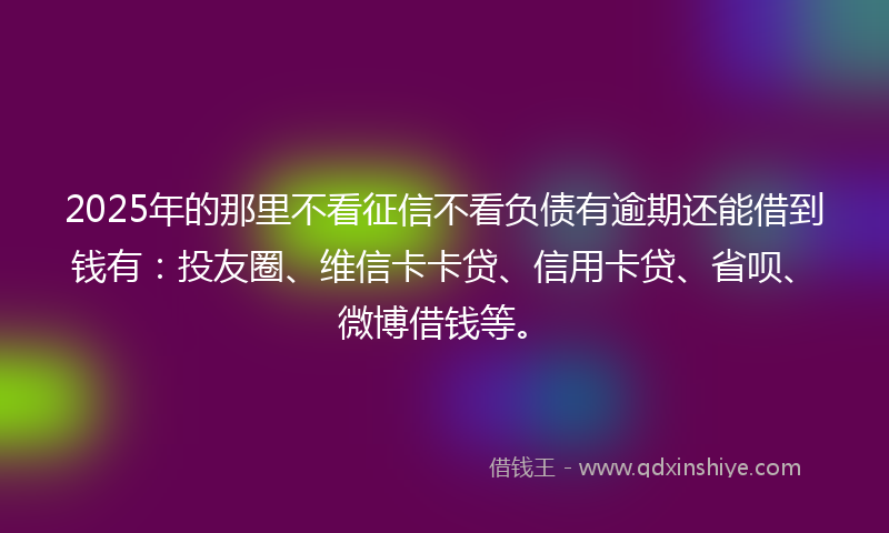 2025年的那里不看征信不看负债有逾期还能借到钱有：投友圈、维信卡卡贷、信用卡贷、省呗、微博借钱等。