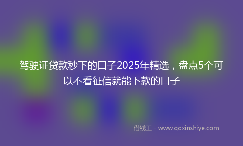 驾驶证贷款秒下的口子2025年精选，盘点5个可以不看征信就能下款的口子