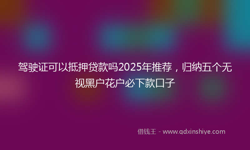 驾驶证可以抵押贷款吗2025年推荐，归纳五个无视黑户花户必下款口子