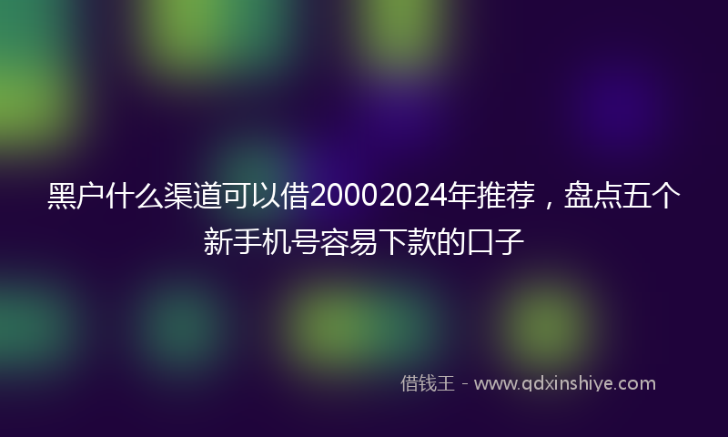黑户什么渠道可以借20002024年推荐，盘点五个新手机号容易下款的口子