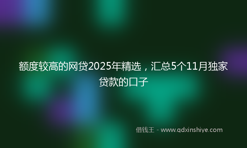 额度较高的网贷2025年精选，汇总5个11月独家贷款的口子