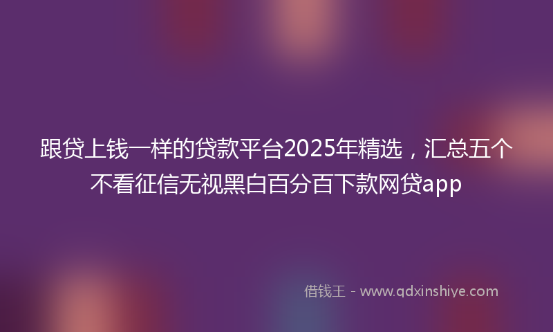 跟贷上钱一样的贷款平台2025年精选，汇总五个不看征信无视黑白百分百下款网贷app