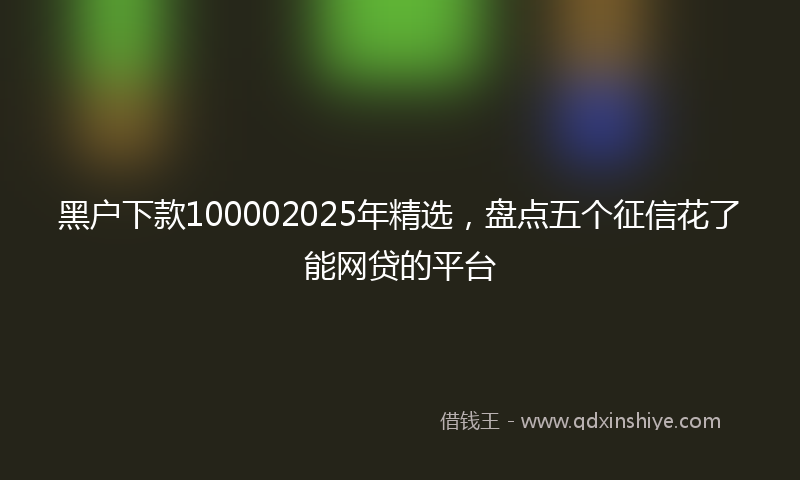 黑户下款100002025年精选，盘点五个征信花了能网贷的平台