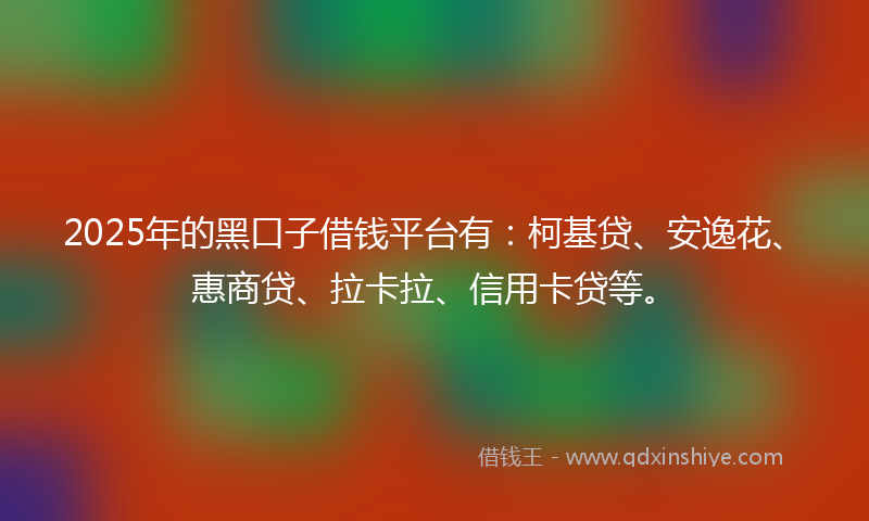 2025年的黑口子借钱平台有：柯基贷、安逸花、惠商贷、拉卡拉、信用卡贷等。