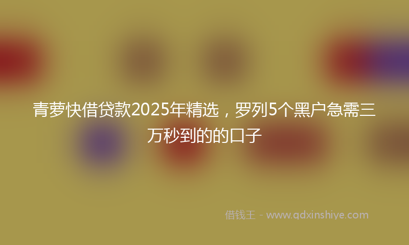 青萝快借贷款2025年精选，罗列5个黑户急需三万秒到的的口子