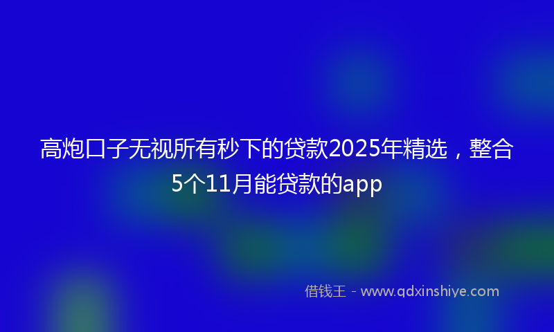 高炮口子无视所有秒下的贷款2025年精选，整合5个11月能贷款的app