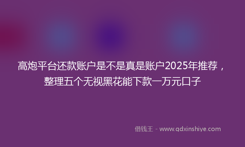 高炮平台还款账户是不是真是账户2025年推荐，整理五个无视黑花能下款一万元口子