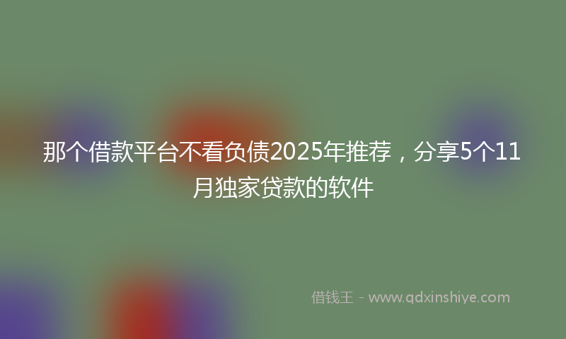 那个借款平台不看负债2025年推荐，分享5个11月独家贷款的软件