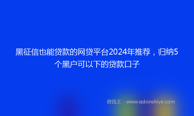 黑征信也能贷款的网贷平台2024年推荐，归纳5个黑户可以下的贷款口子