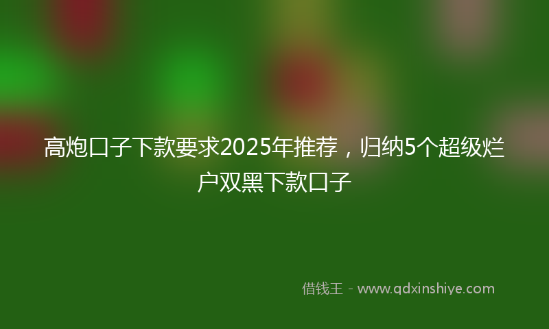 高炮口子下款要求2025年推荐，归纳5个超级烂户双黑下款口子