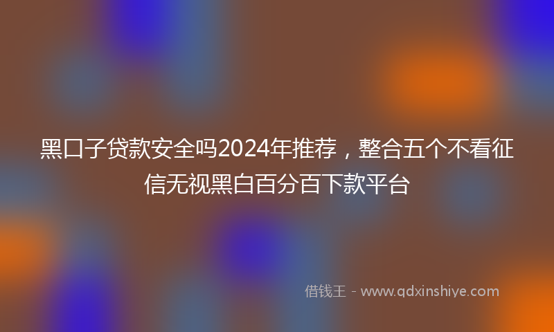 黑口子贷款安全吗2024年推荐，整合五个不看征信无视黑白百分百下款平台