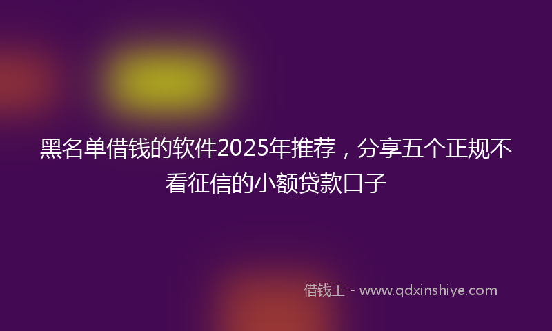 黑名单借钱的软件2025年推荐，分享五个正规不看征信的小额贷款口子