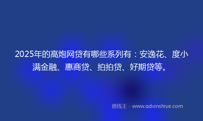 2025年的高炮网贷有哪些系列有：安逸花、度小满金融、惠商贷、拍拍贷、好期贷等。