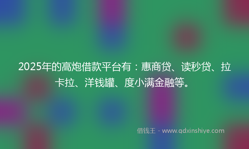 2025年的高炮借款平台有：惠商贷、读秒贷、拉卡拉、洋钱罐、度小满金融等。