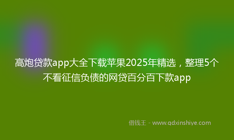 高炮贷款app大全下载苹果2025年精选，整理5个不看征信负债的网贷百分百下款app