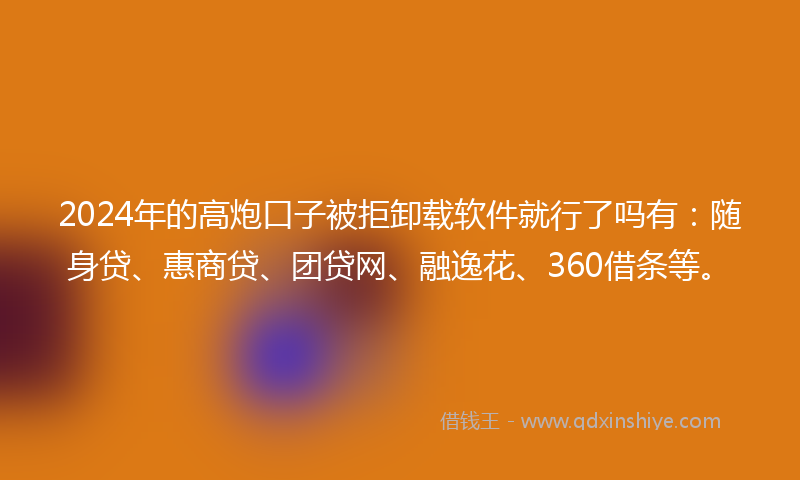 2024年的高炮口子被拒卸载软件就行了吗有：随身贷、惠商贷、团贷网、融逸花、360借条等。