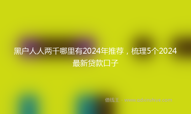 黑户人人两千哪里有2024年推荐，梳理5个2024最新贷款口子