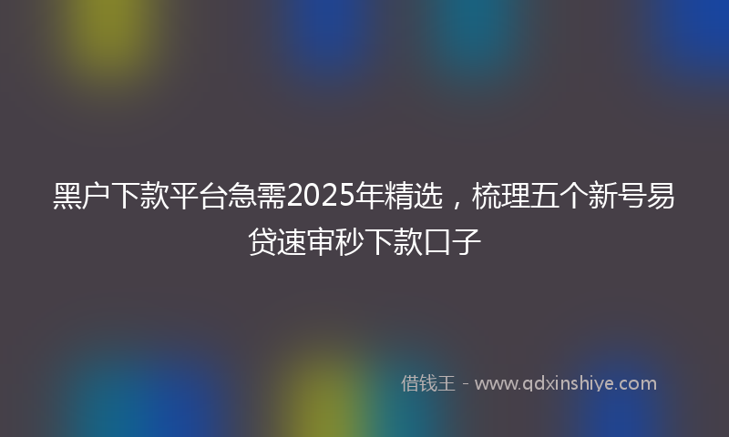 黑户下款平台急需2025年精选，梳理五个新号易贷速审秒下款口子