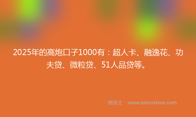 2025年的高炮口子1000有：超人卡、融逸花、功夫贷、微粒贷、51人品贷等。