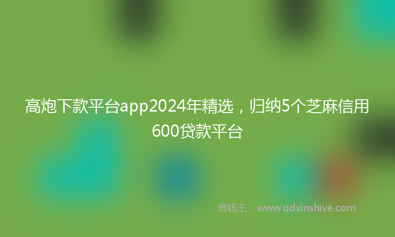高炮下款平台app2024年精选，归纳5个芝麻信用600贷款平台