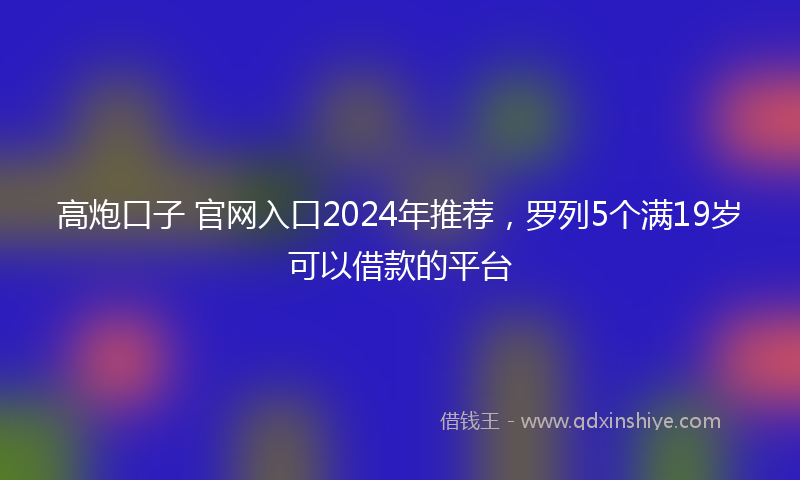 高炮口子 官网入口2024年推荐，罗列5个满19岁可以借款的平台