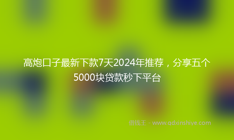 高炮口子最新下款7天2024年推荐，分享五个5000块贷款秒下平台