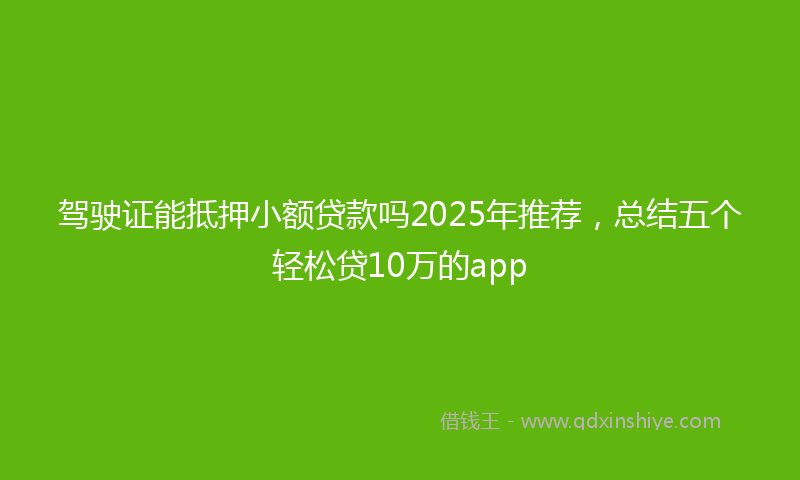 驾驶证能抵押小额贷款吗2025年推荐，总结五个轻松贷10万的app