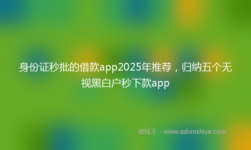 身份证秒批的借款app2025年推荐，归纳五个无视黑白户秒下款app