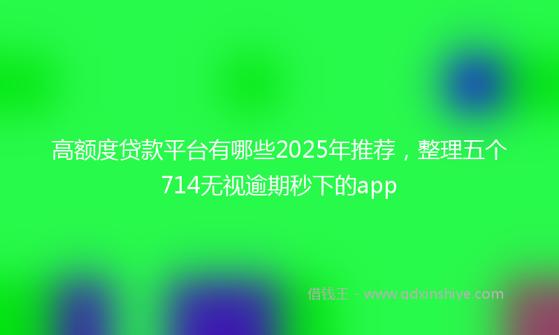 高额度贷款平台有哪些2025年推荐，整理五个714无视逾期秒下的app