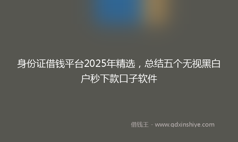 身份证借钱平台2025年精选，总结五个无视黑白户秒下款口子软件