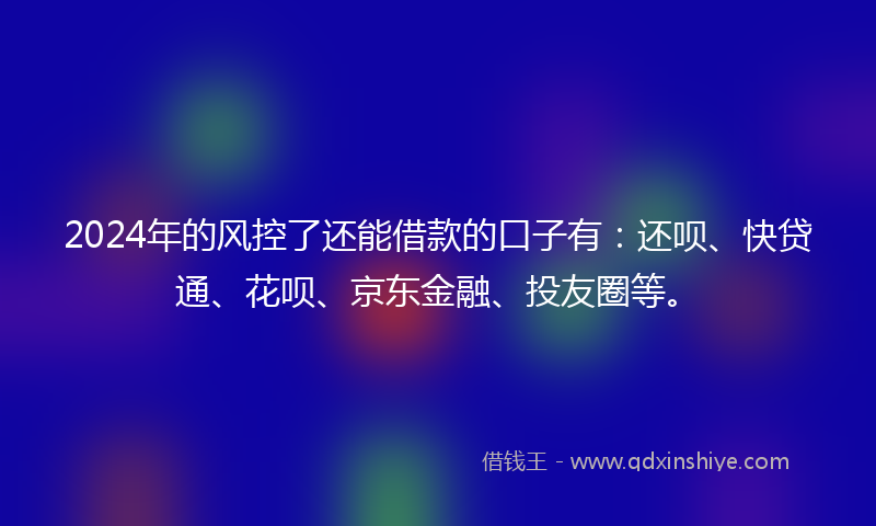 2024年的风控了还能借款的口子有：还呗、快贷通、花呗、京东金融、投友圈等。