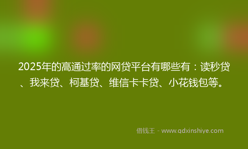 2025年的高通过率的网贷平台有哪些有：读秒贷、我来贷、柯基贷、维信卡卡贷、小花钱包等。