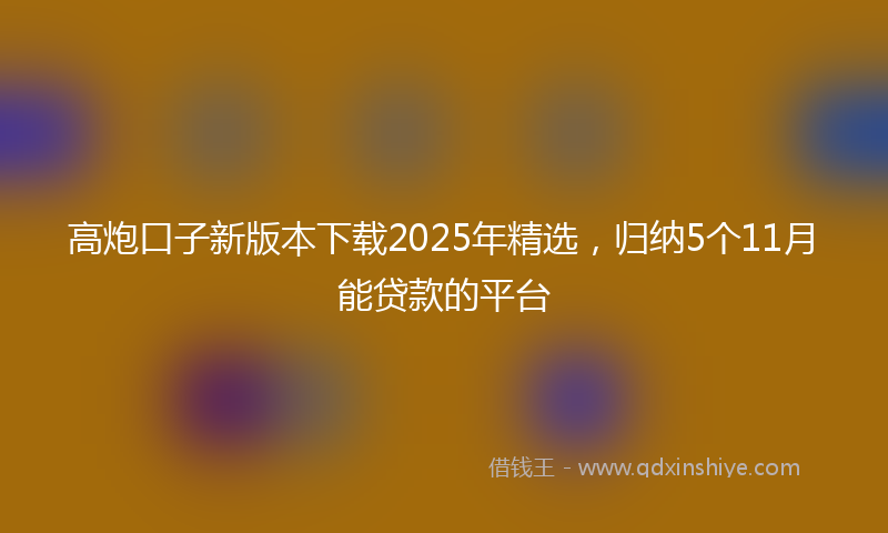 高炮口子新版本下载2025年精选，归纳5个11月能贷款的平台