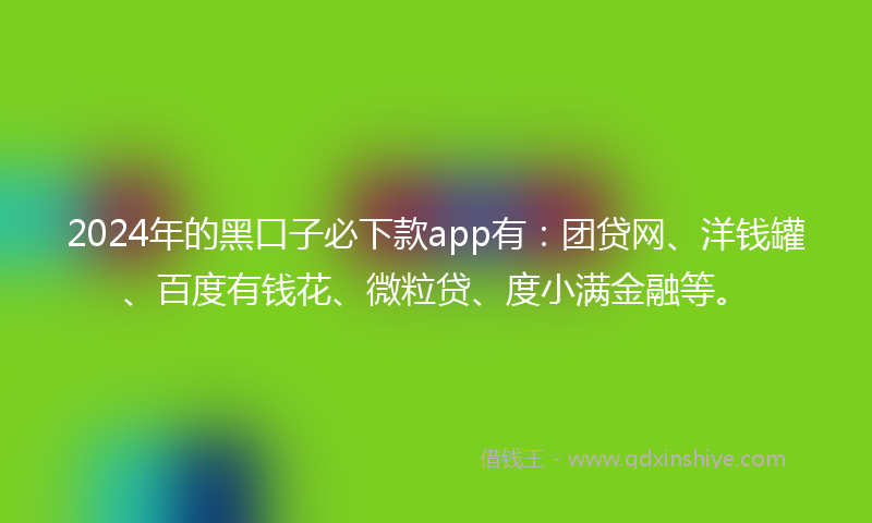 2024年的黑口子必下款app有：团贷网、洋钱罐、百度有钱花、微粒贷、度小满金融等。
