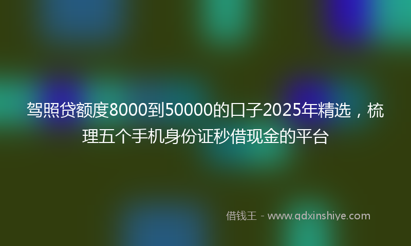 驾照贷额度8000到50000的口子2025年精选，梳理五个手机身份证秒借现金的平台