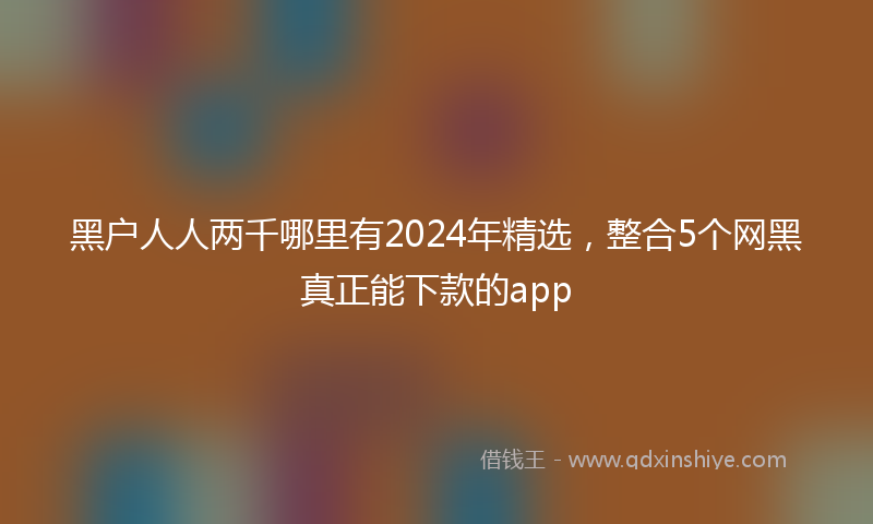 黑户人人两千哪里有2024年精选，整合5个网黑真正能下款的app