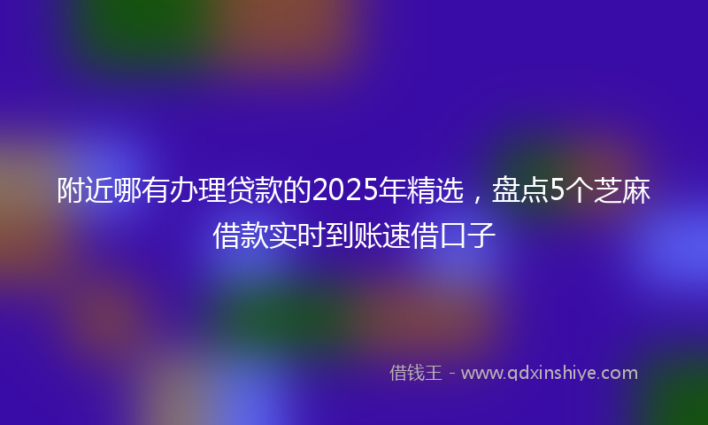 附近哪有办理贷款的2025年精选，盘点5个芝麻借款实时到账速借口子