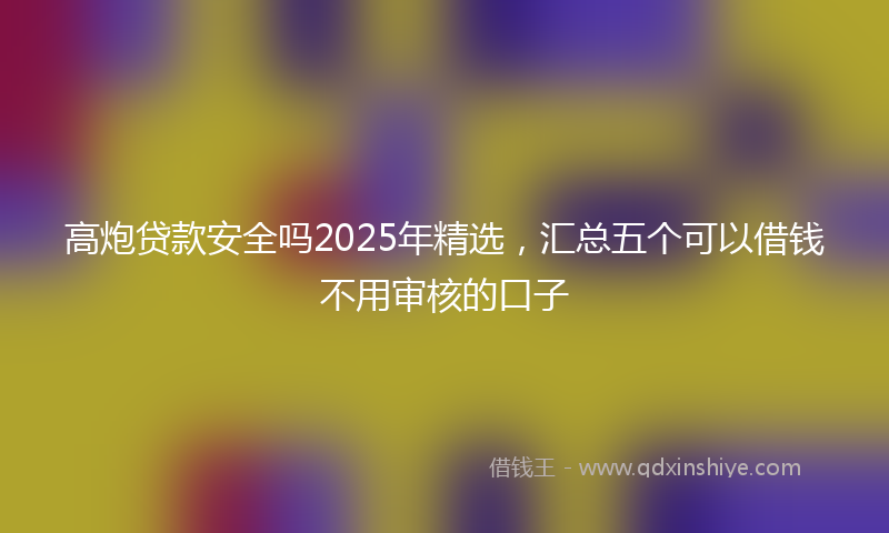 高炮贷款安全吗2025年精选，汇总五个可以借钱不用审核的口子