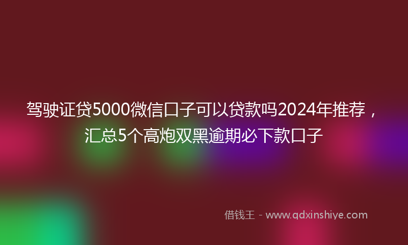 驾驶证贷5000微信口子可以贷款吗2024年推荐，汇总5个高炮双黑逾期必下款口子