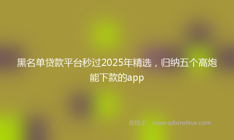 黑名单贷款平台秒过2025年精选，归纳五个高炮能下款的app