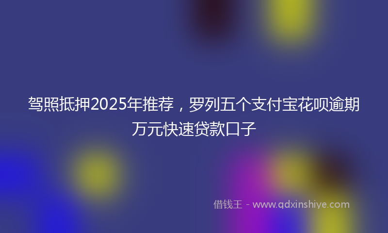 驾照抵押2025年推荐，罗列五个支付宝花呗逾期万元快速贷款口子